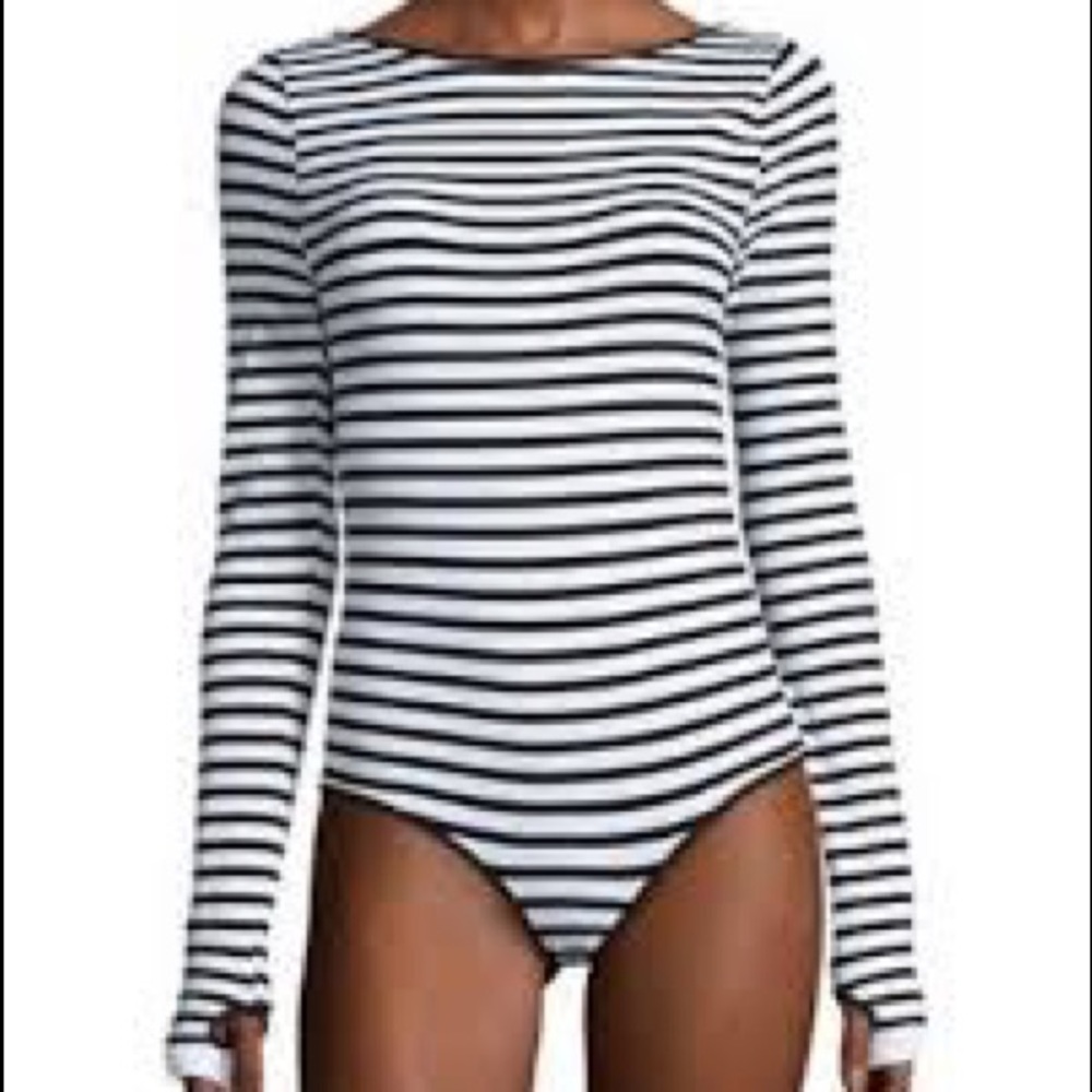 Free people striped bodysuit with thumb holes